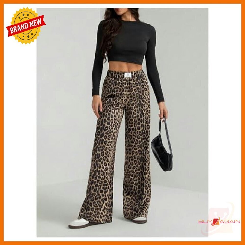 Polyester Wide Leg Sweatpants High Waisted Elastic Casual Yoga Pants - Picture 6 of 7